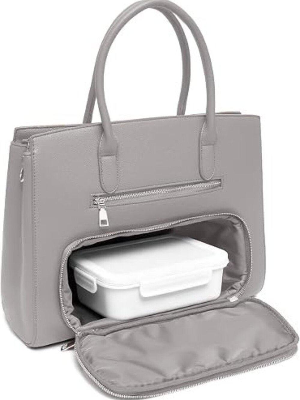 BRAND NEW classy NEWBELLA VEGAN Leather Purse with Pockets & strap - Light Grey